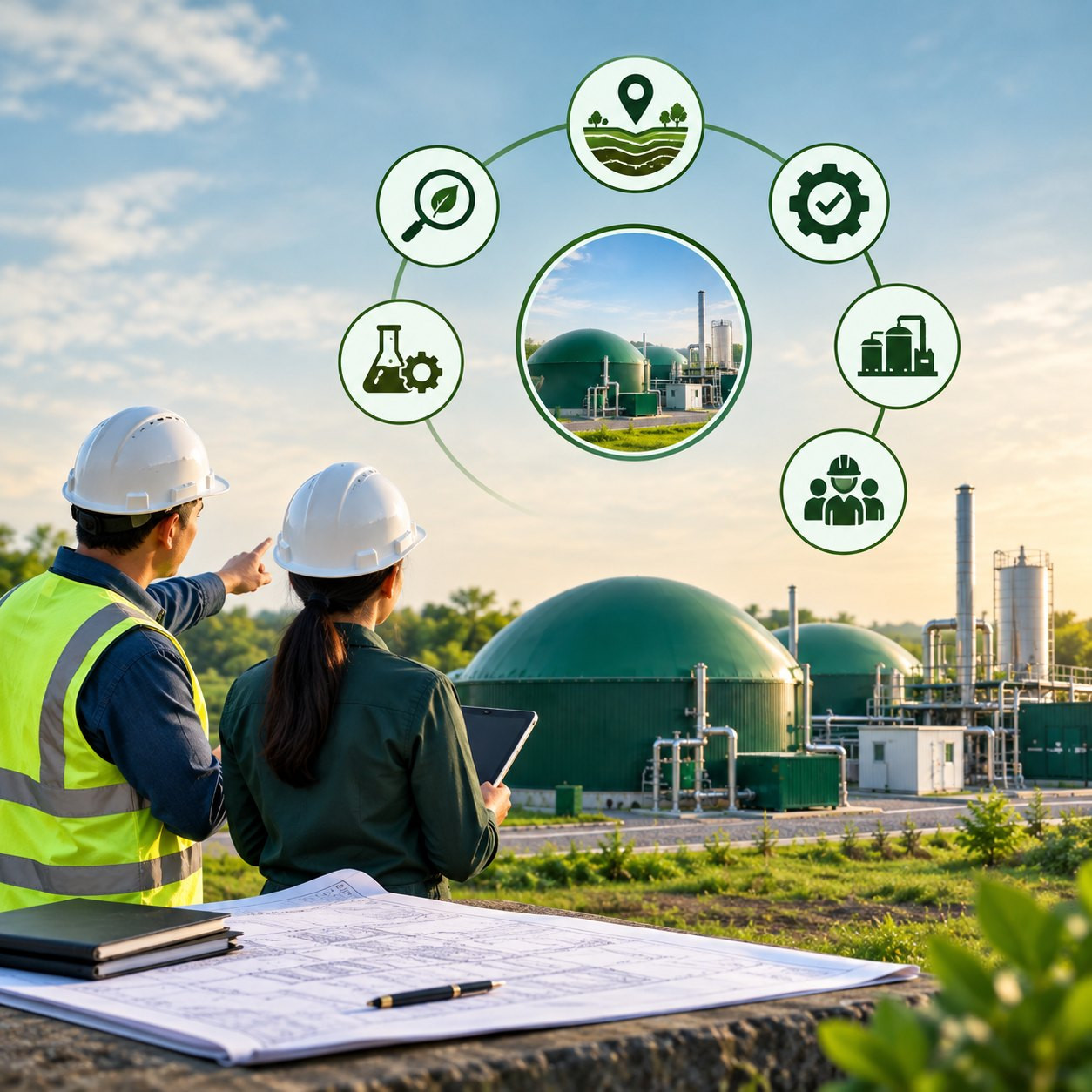 Engineer reviewing site conditions and process requirements
